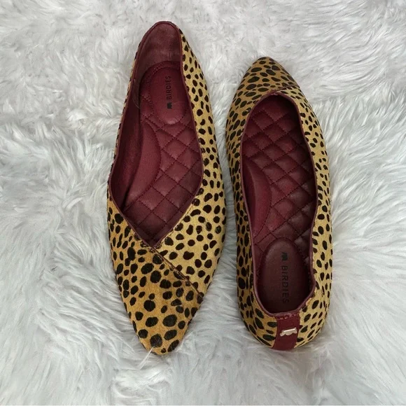 Birdies Goldfinch Leopard Print Calf Hair Pointed Toe Ballet Flats Size 5. - Picture 2 of 10